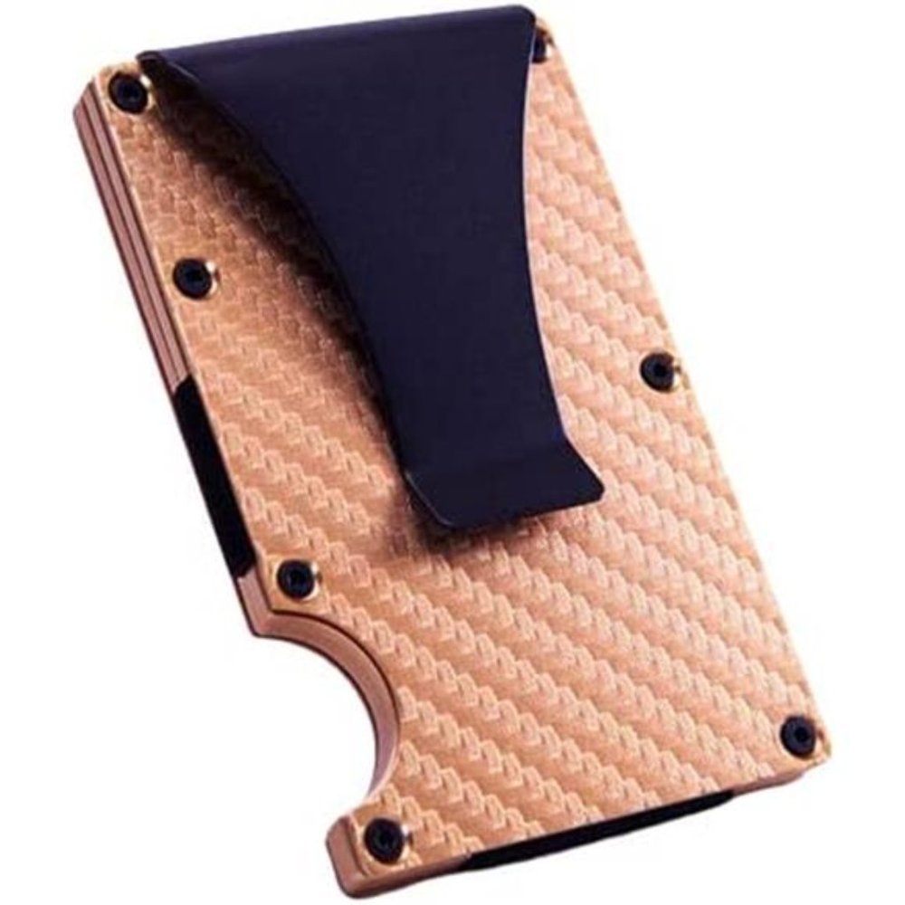 SALHANA RFID Blocking Carbon Fiber Money Clip Card Holder Metal Wallets